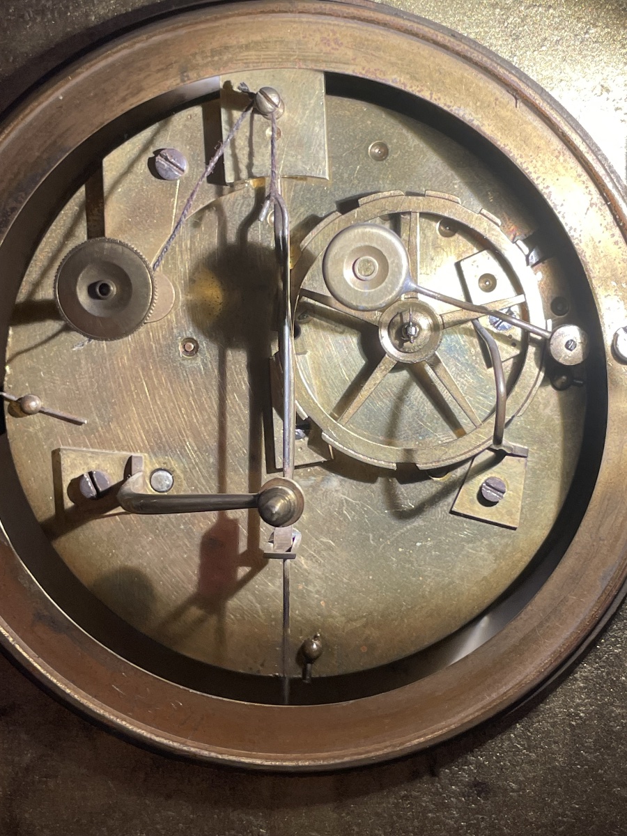 Charles X Clock In Alabaster And Gilt Bronze With Rose Garland Dial, Circa 1825, Working  -photo-5