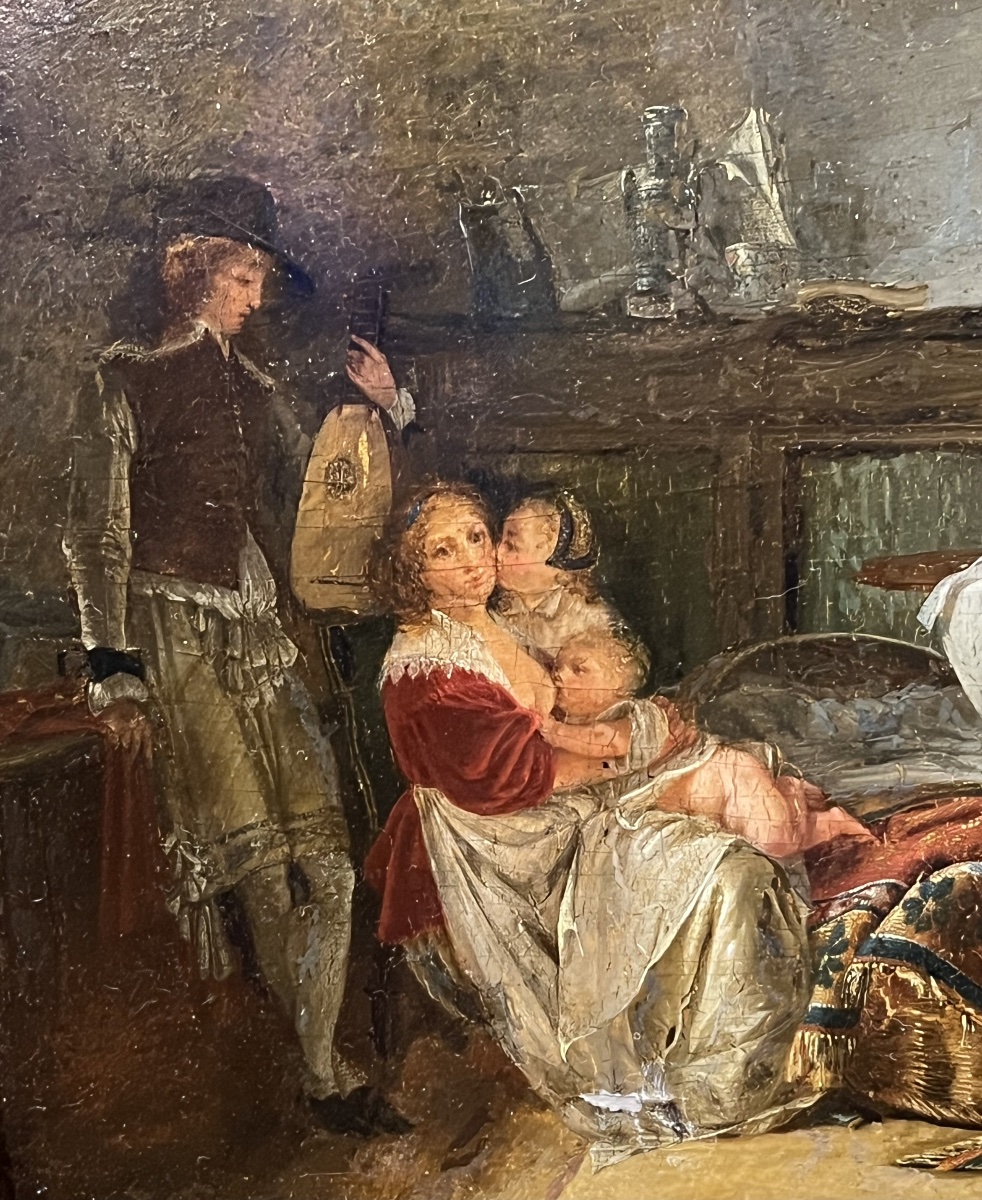 Jean-baptiste Mallet (1759–1835), Attributed, 17th-century Interior With Mother And Lutenist-photo-2