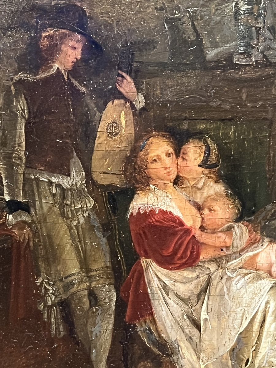 Jean-baptiste Mallet (1759–1835), Attributed, 17th-century Interior With Mother And Lutenist-photo-4