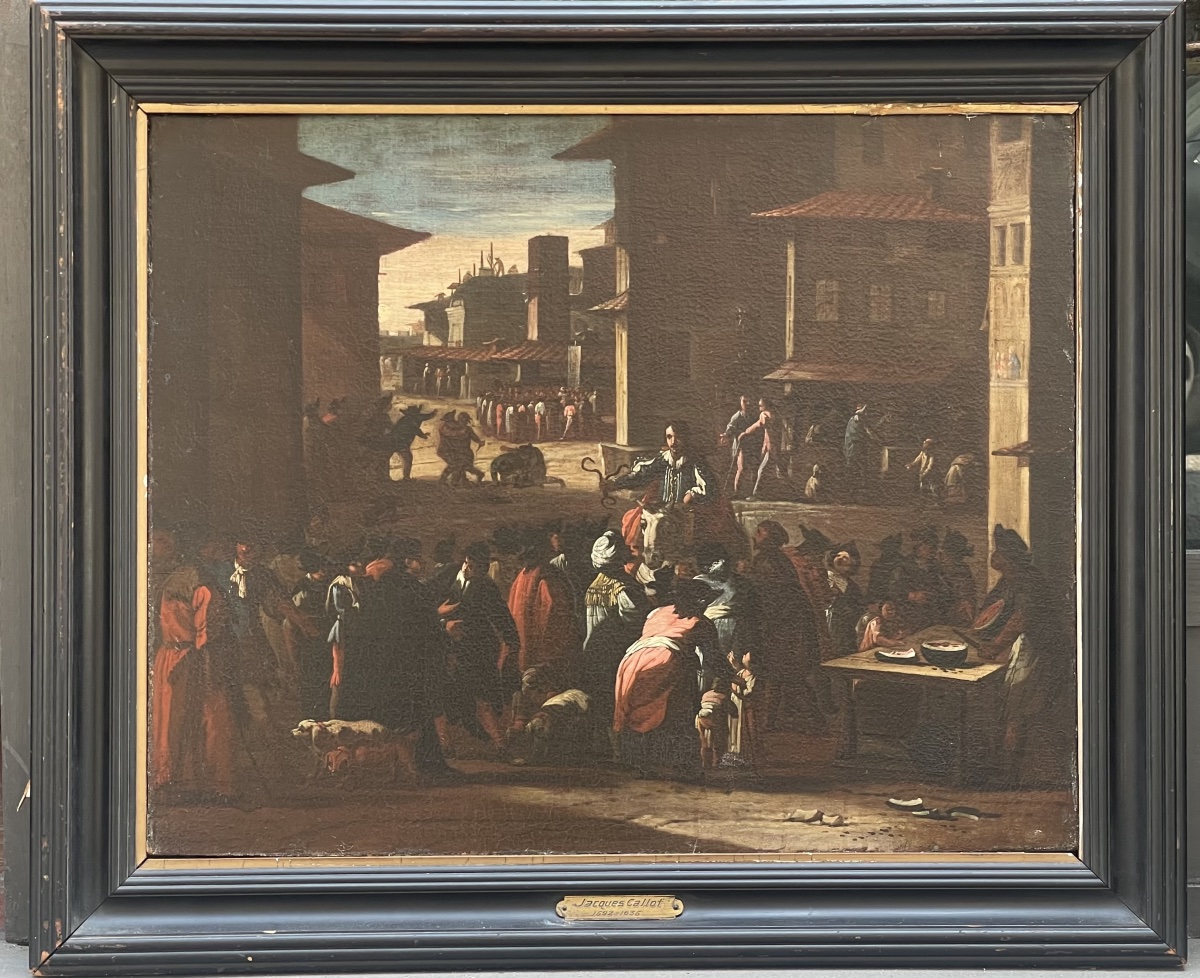 Charlatan With Snakes In A Roman Square, Bamboccianti, 17th Century  -photo-2
