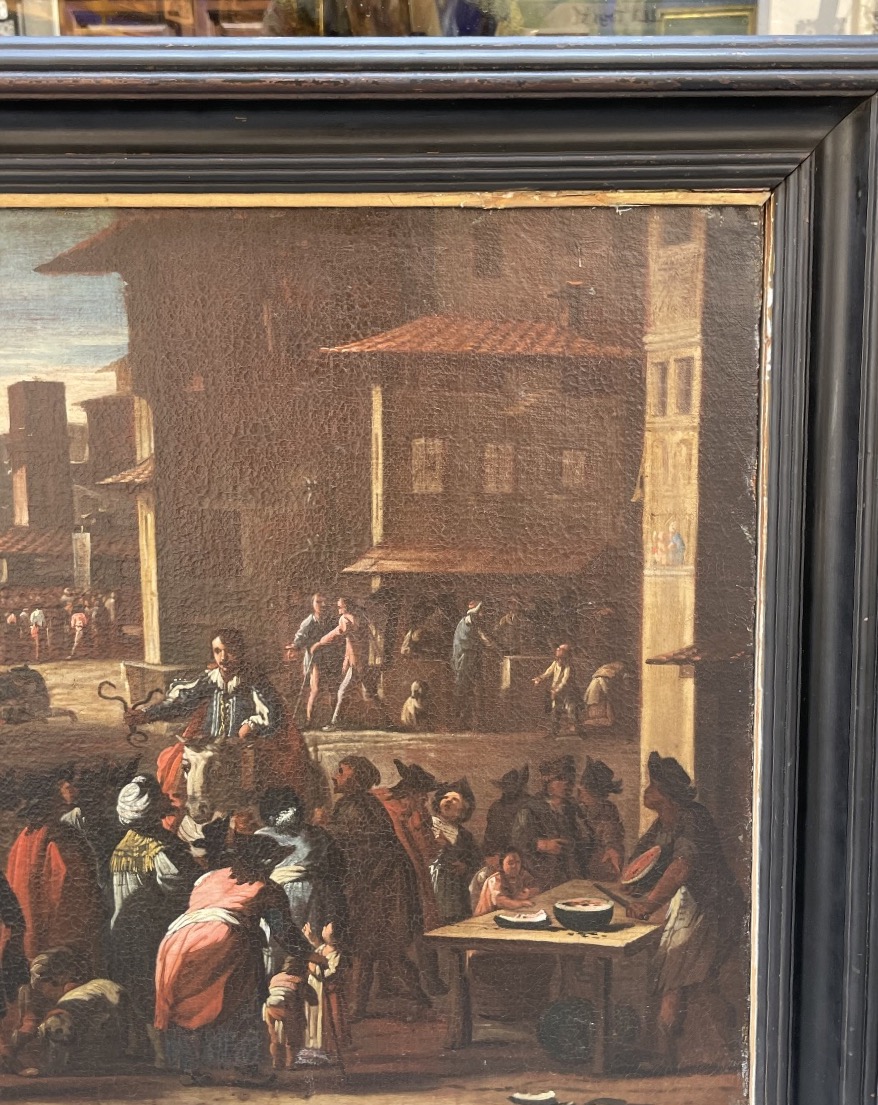 Charlatan With Snakes In A Roman Square, Bamboccianti, 17th Century  -photo-3