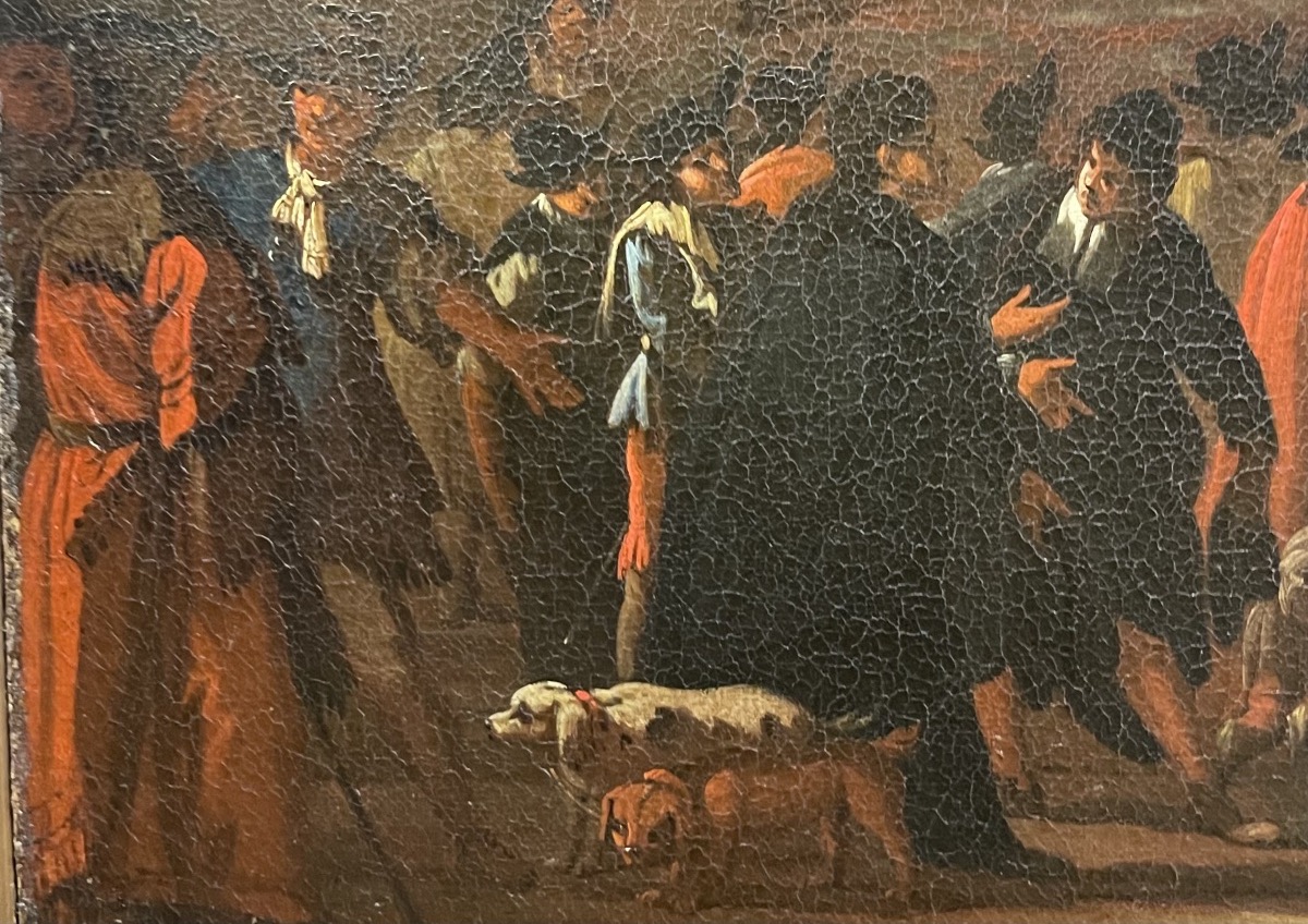 Charlatan With Snakes In A Roman Square, Bamboccianti, 17th Century  -photo-3