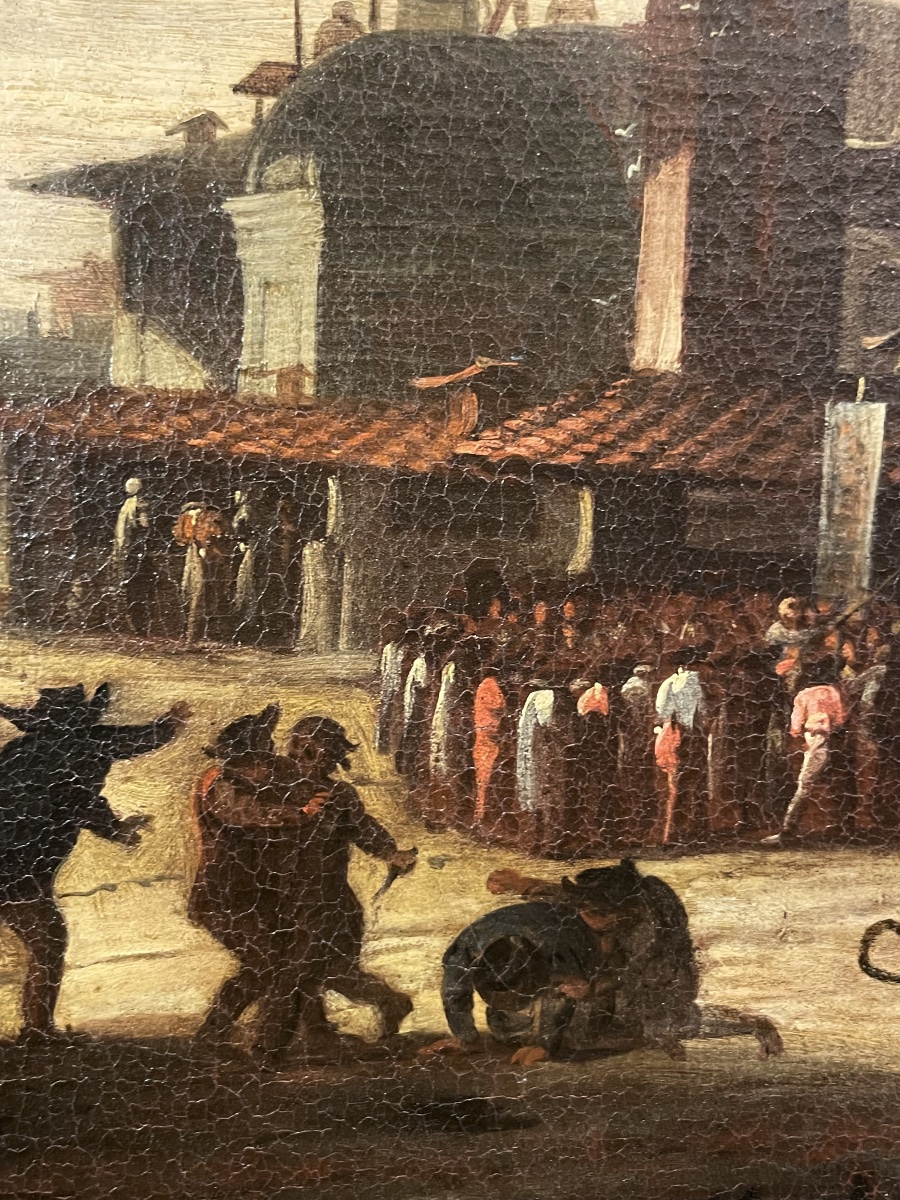 Charlatan With Snakes In A Roman Square, Bamboccianti, 17th Century  -photo-4