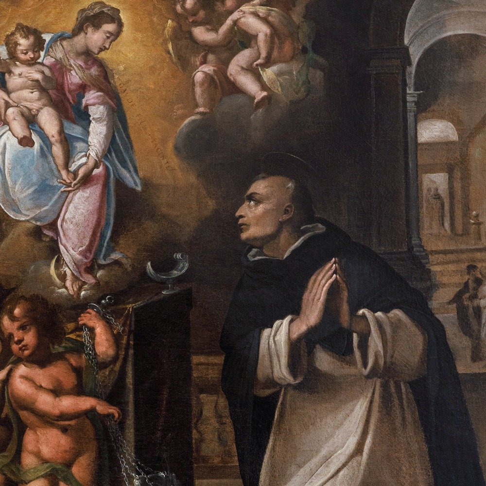 **saint Hyacinth, Dominican Friar, And The Vision Of The Virgin In Kiev, Oil On Canvas, C. 1600-photo-3