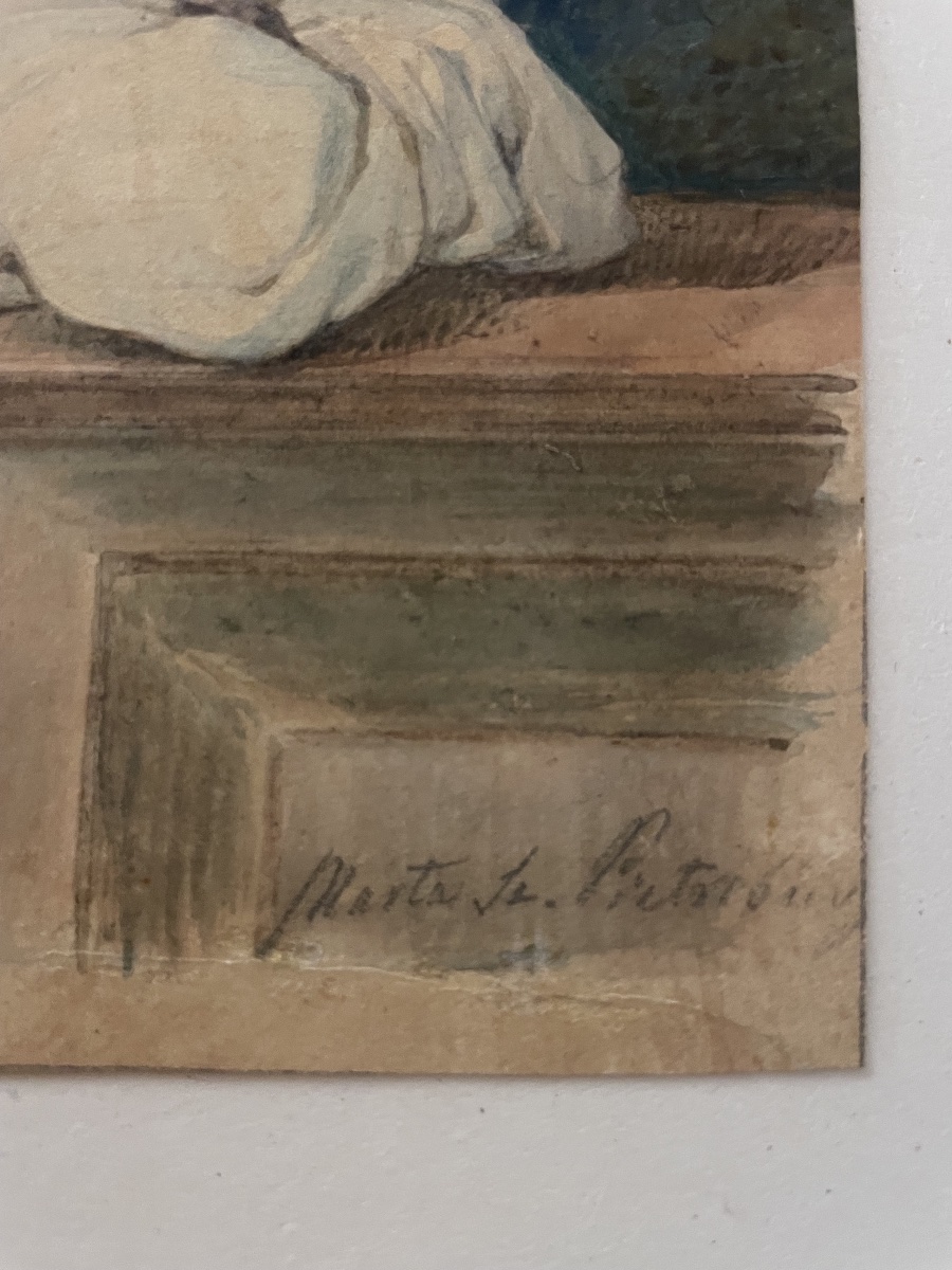 Portrait Of A Young Woman In A Hooded Cape, “marta S[?]. Pieterburg”, Circa 1840  Watercolour-photo-2