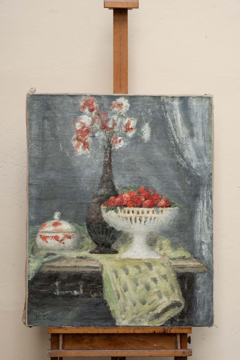 Henry Déziré (1878–1965) – Still Life With Strawberries And Flowers, Signed Circa 1930  -photo-2