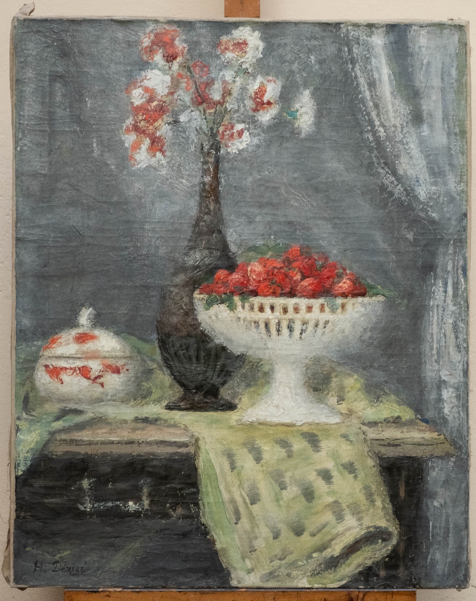 Henry Déziré (1878–1965) – Still Life With Strawberries And Flowers, Signed Circa 1930  
