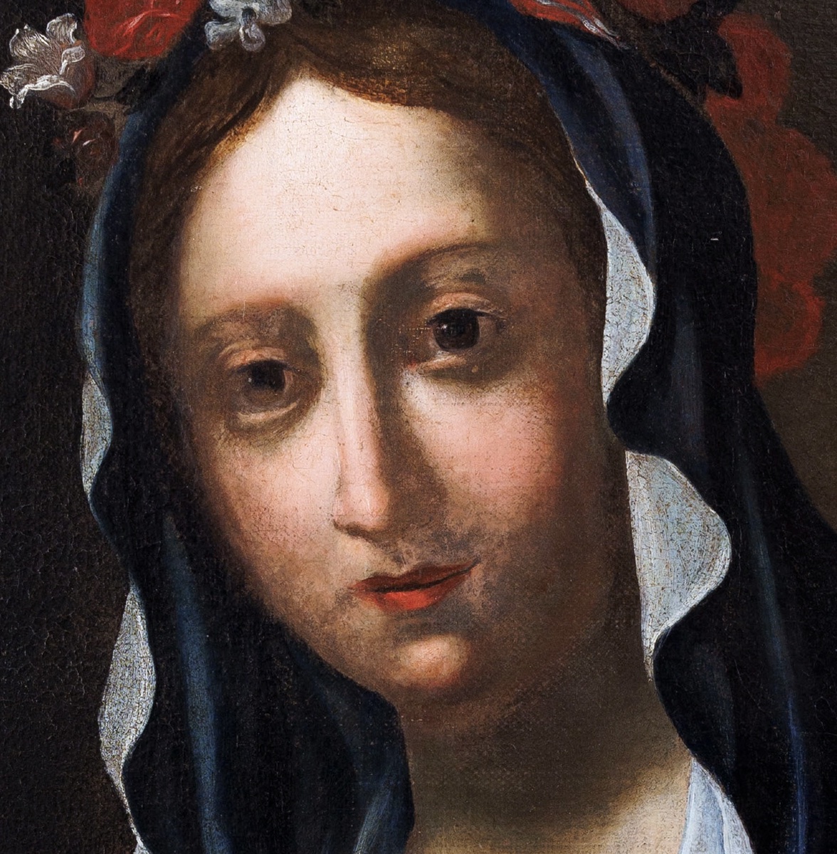 École florentine, vers 1640 Sainte Agnès à l’agneau et couronne de fleurs Cm67x56-photo-7