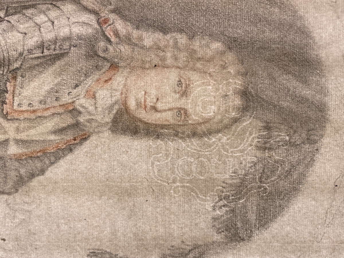Dessin XVIIIe, Grand Maître de Malte Ramón Perellós, étude préparatoire pour une estampe -photo-4
