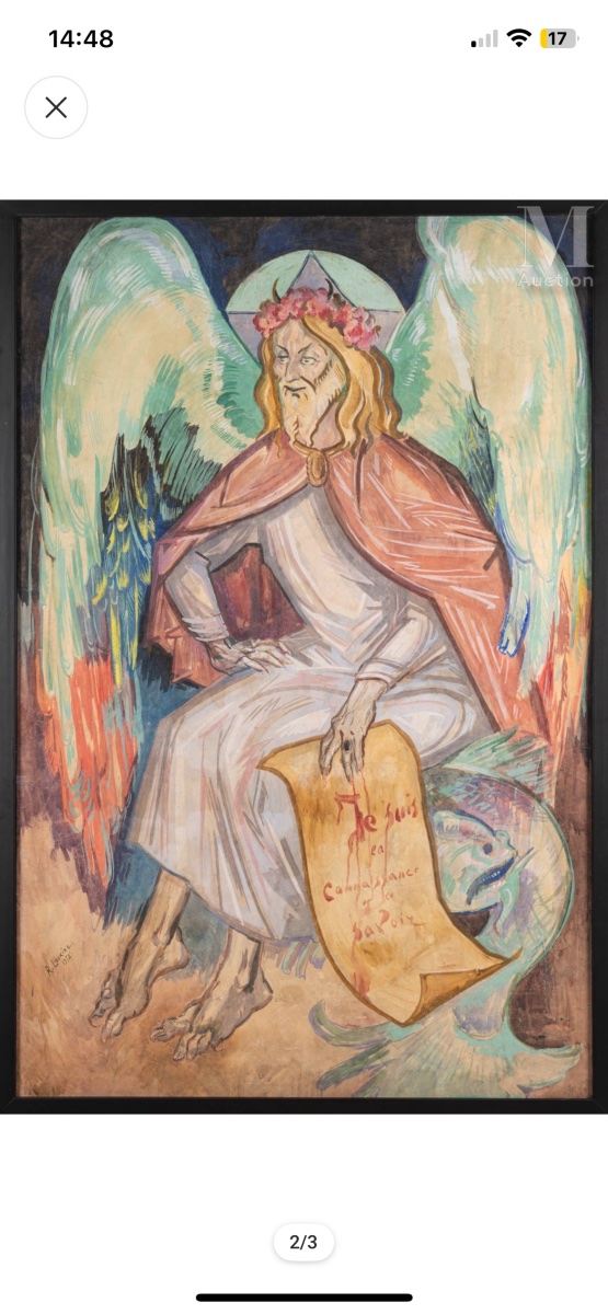 Rostislas Loukine (belgorod 1904 – Bar-sur-aube 1988), *the Fallen Angel*, 1952  Gouache On Paper -photo-1