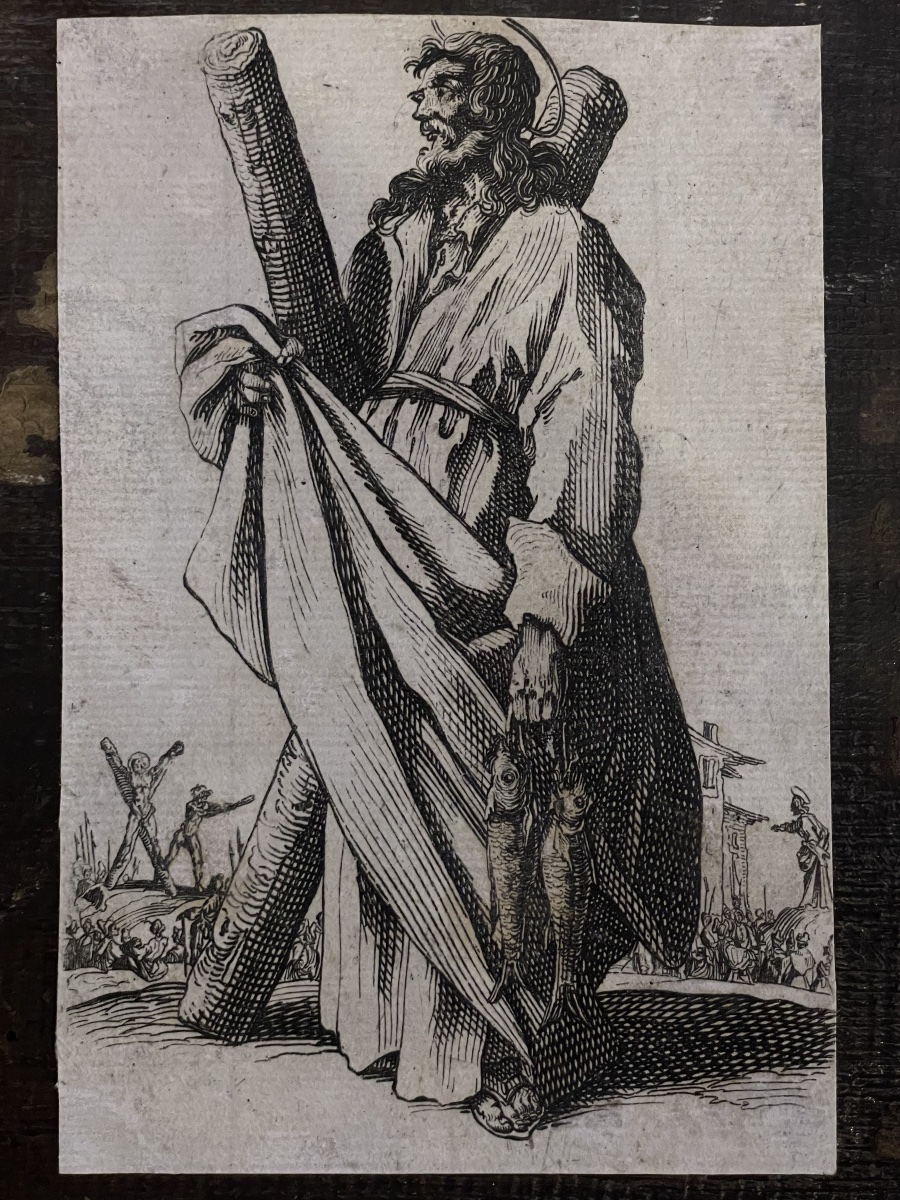 Jacques Callot – Saint André, Eau-forte sur papier vergé ancien, XVIIe–XVIIIe siècle-photo-3