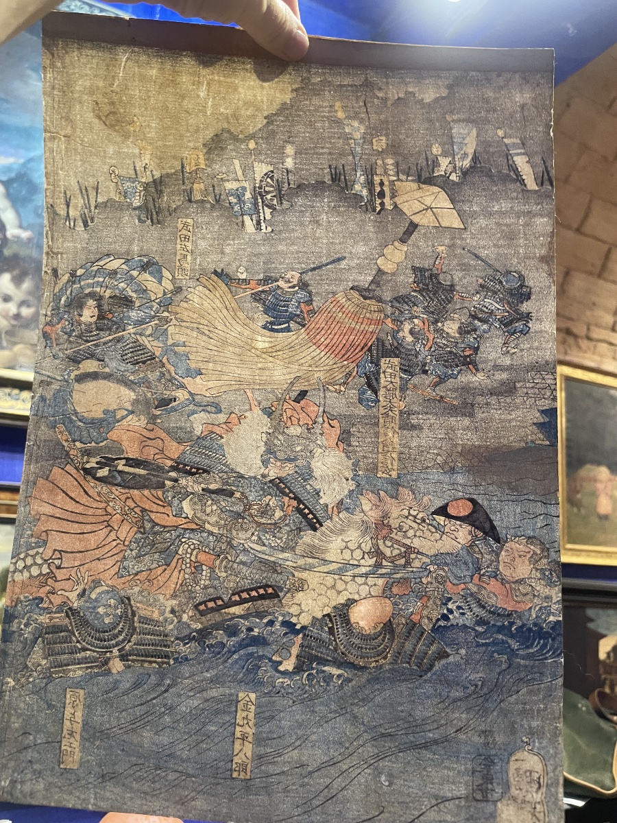 Utagawa Kuniyoshi – Battle Of Kawanakajima, Japanese Woodblock Print, Edo Period, 19th Century-photo-1