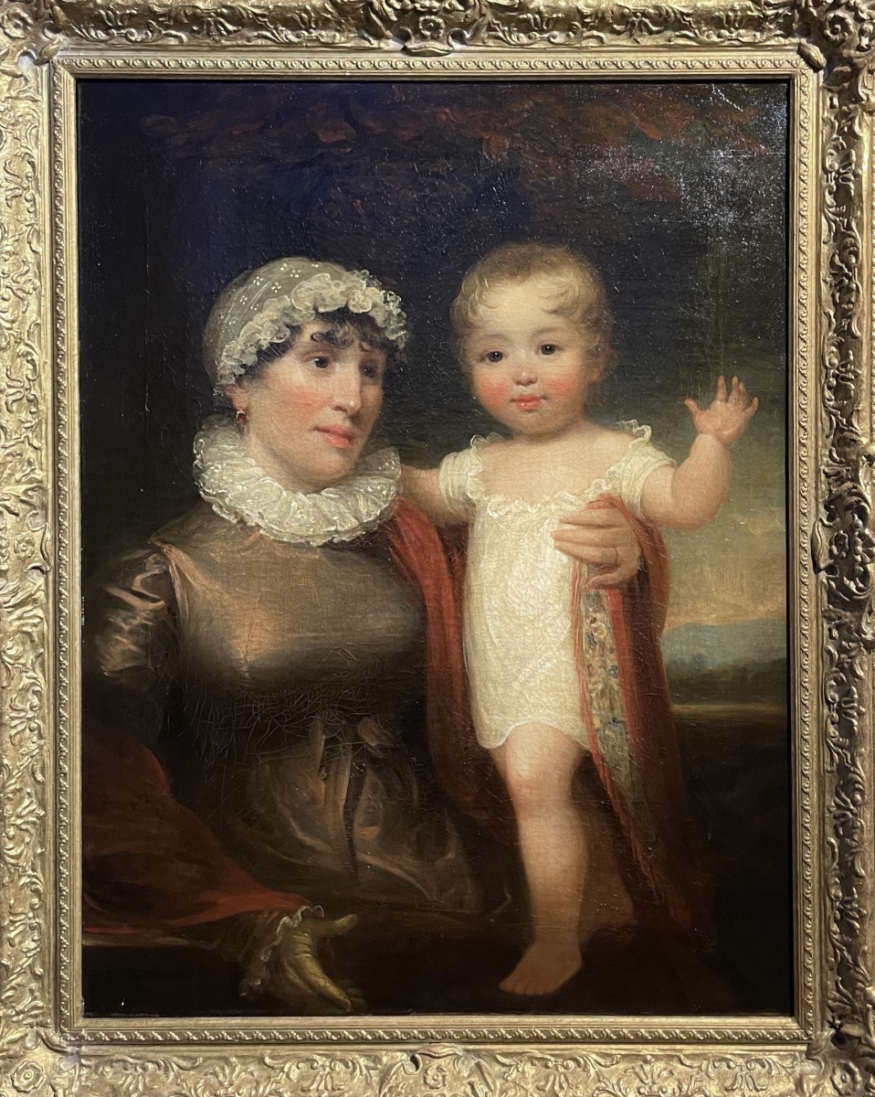 Portrait de mère et enfant, école anglaise, Regency vers 1815-1820, signé James Green  -photo-2