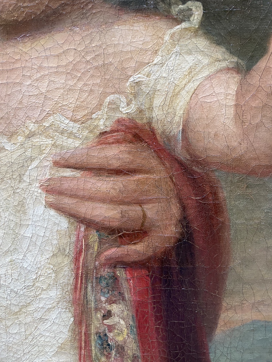 Portrait de mère et enfant, école anglaise, Regency vers 1815-1820, signé James Green  -photo-3
