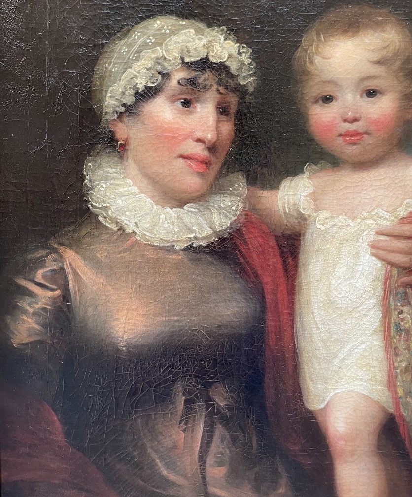 Portrait de mère et enfant, école anglaise, Regency vers 1815-1820, signé James Green  -photo-4