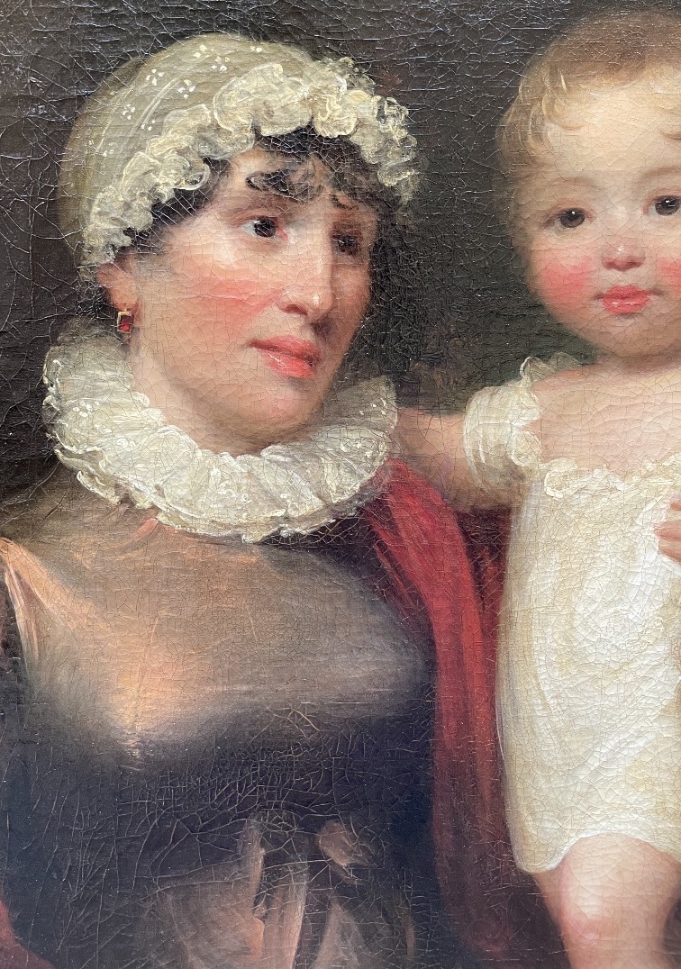 Portrait de mère et enfant, école anglaise, Regency vers 1815-1820, signé James Green  -photo-5