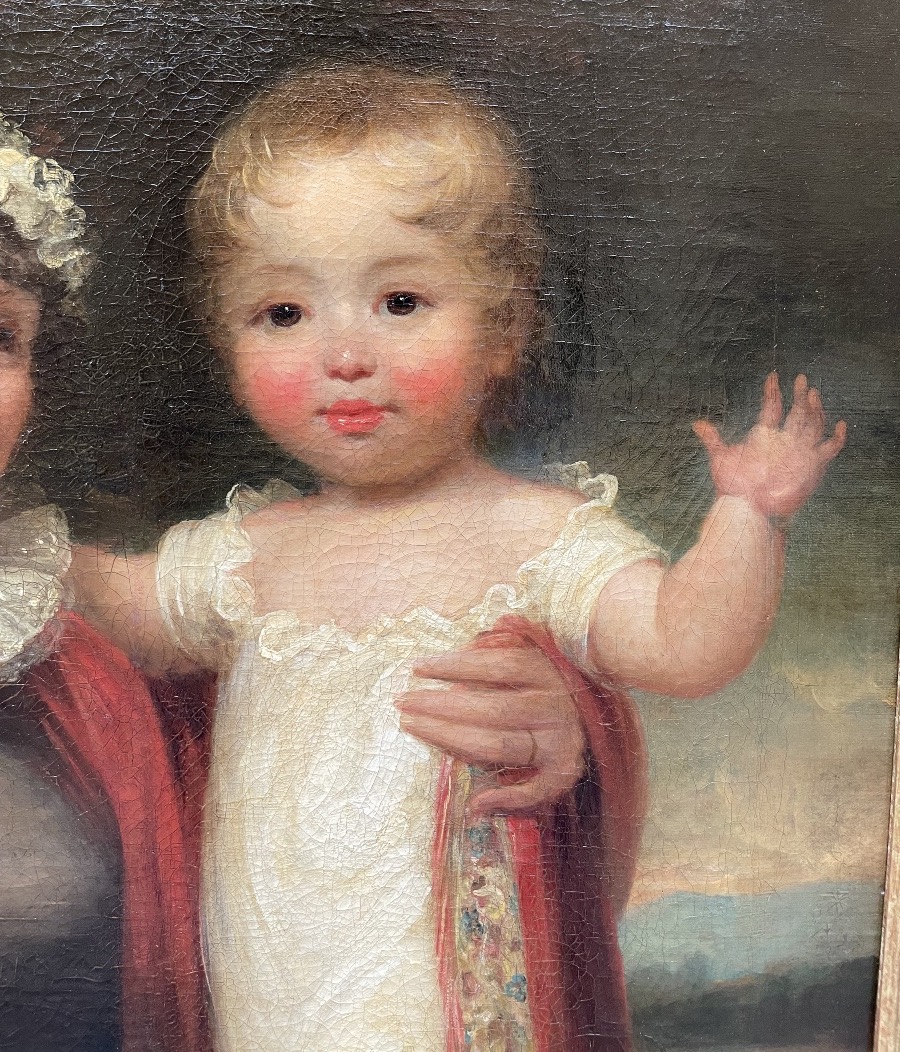Portrait de mère et enfant, école anglaise, Regency vers 1815-1820, signé James Green  -photo-6