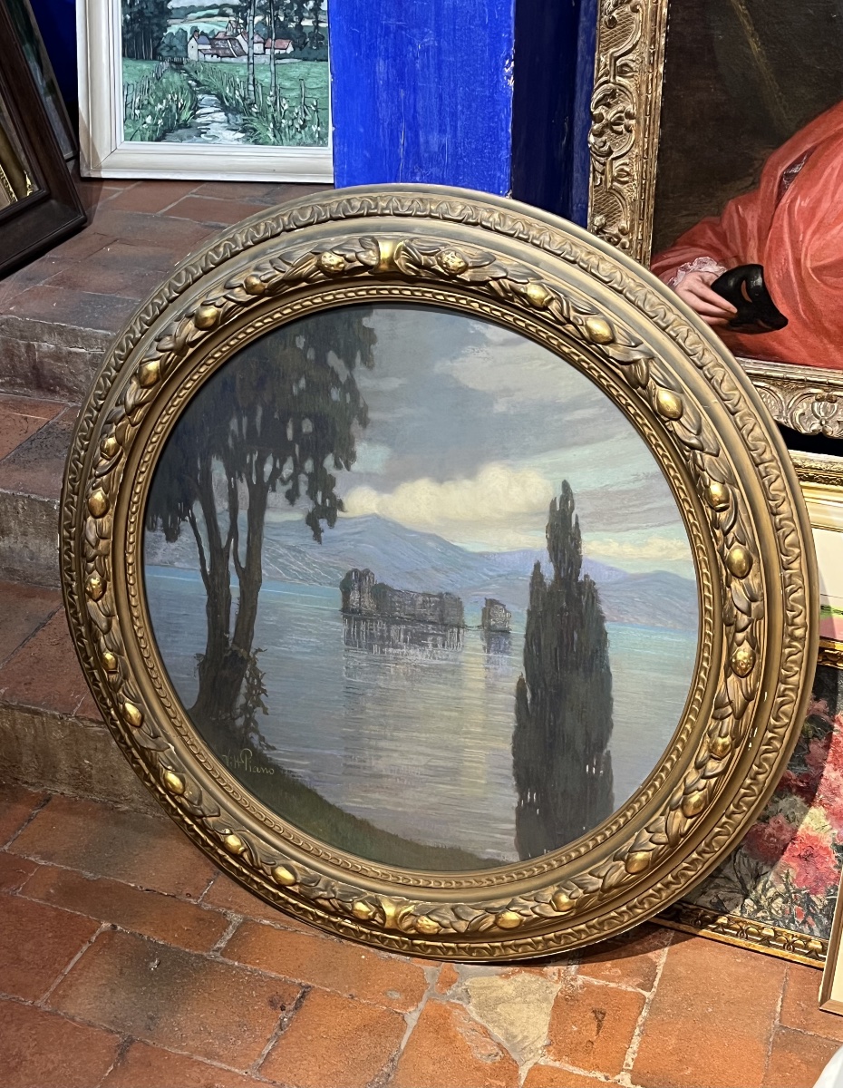 Lake Maggiore, View Of The Castles Of Cannero, Signed Vittorio Piano, Early 20th Century.-photo-7