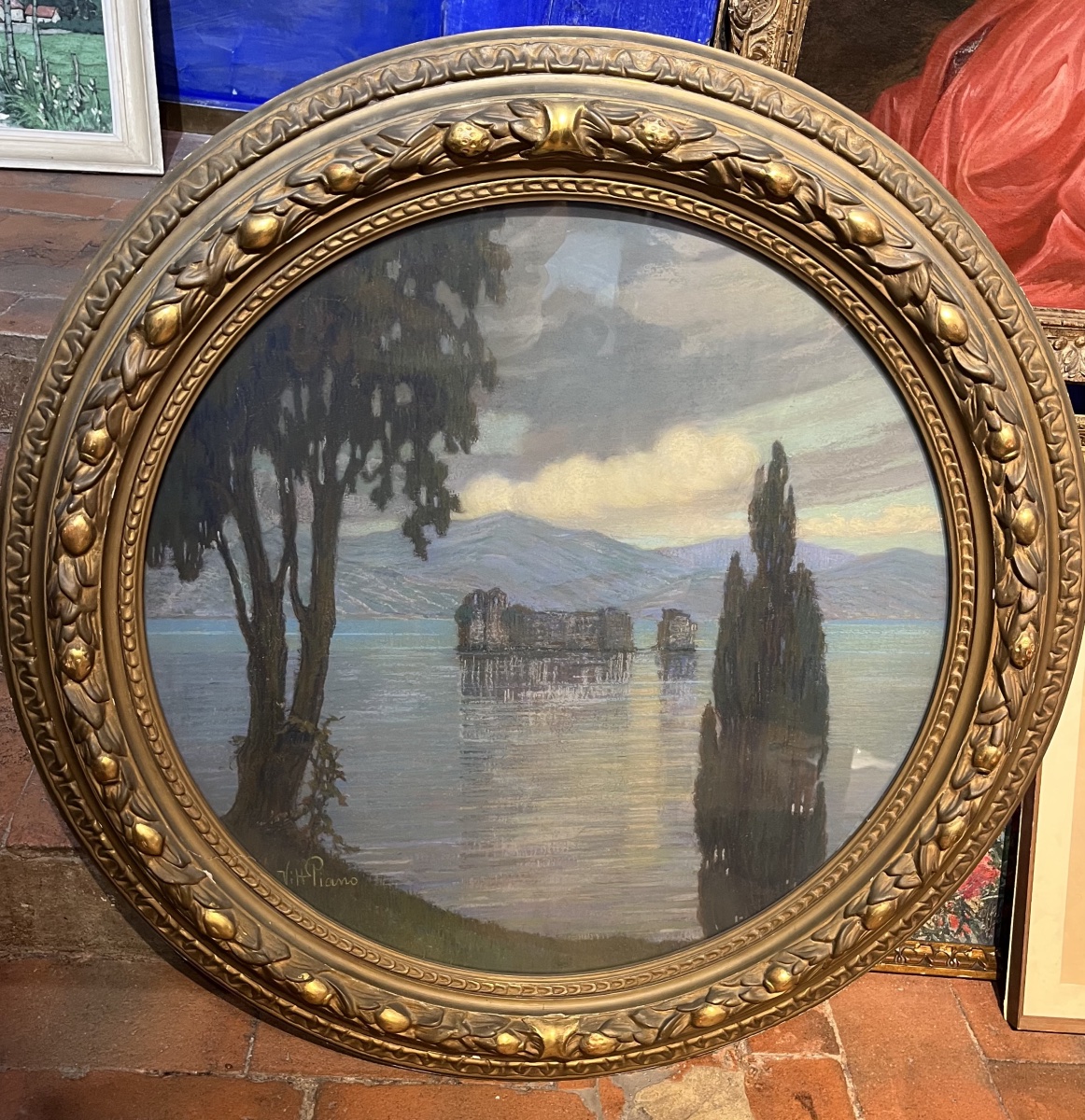 Lake Maggiore, View Of The Castles Of Cannero, Signed Vittorio Piano, Early 20th Century.