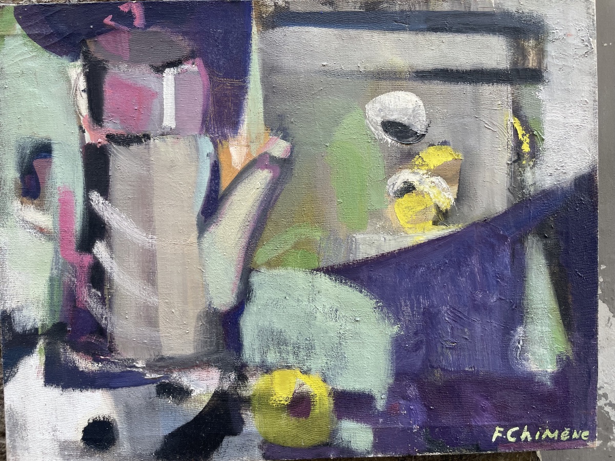 F. Chimène, La Cafetière, femme peintre de Chatou, Paris, années 1970-photo-2