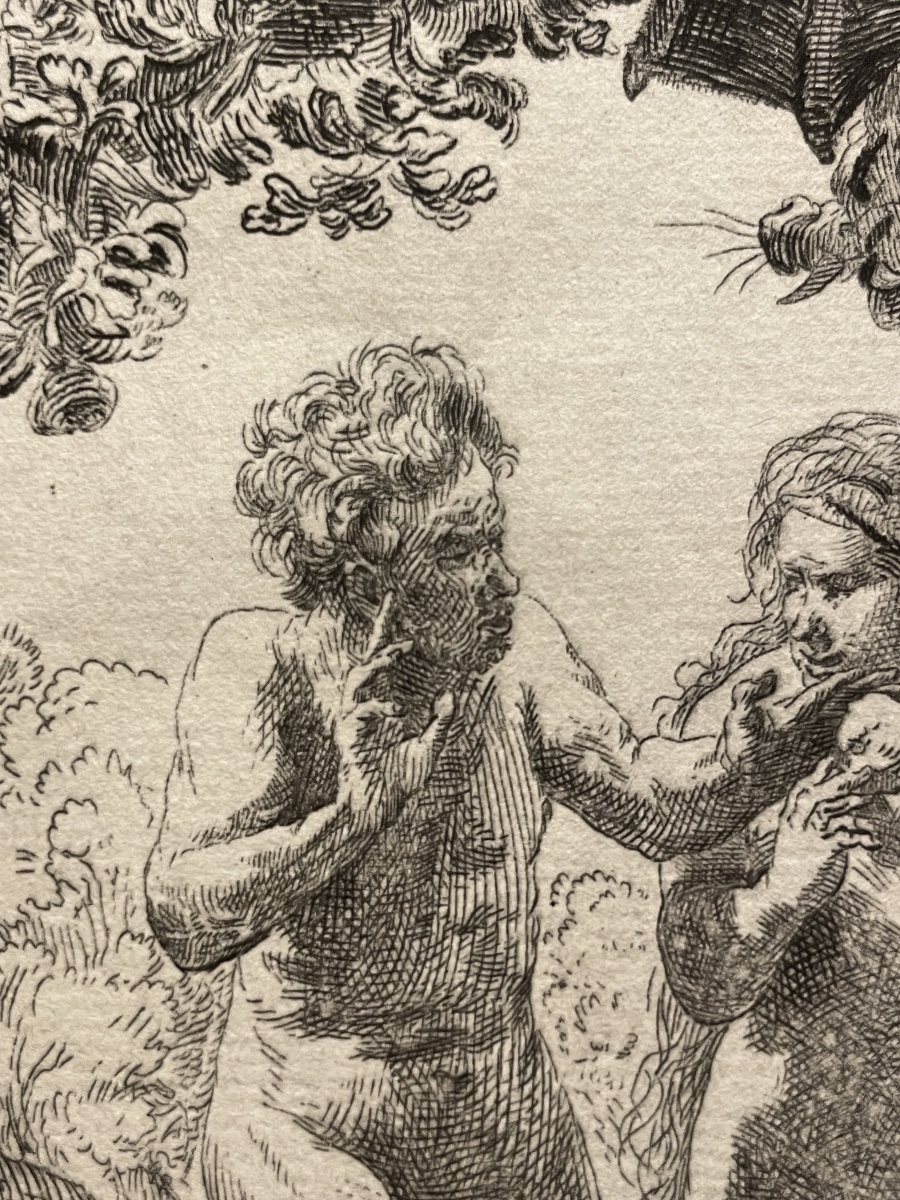 Rembrandt – Adam And Eve, Etching By Pierre-françois Basan, 18th Century-photo-2