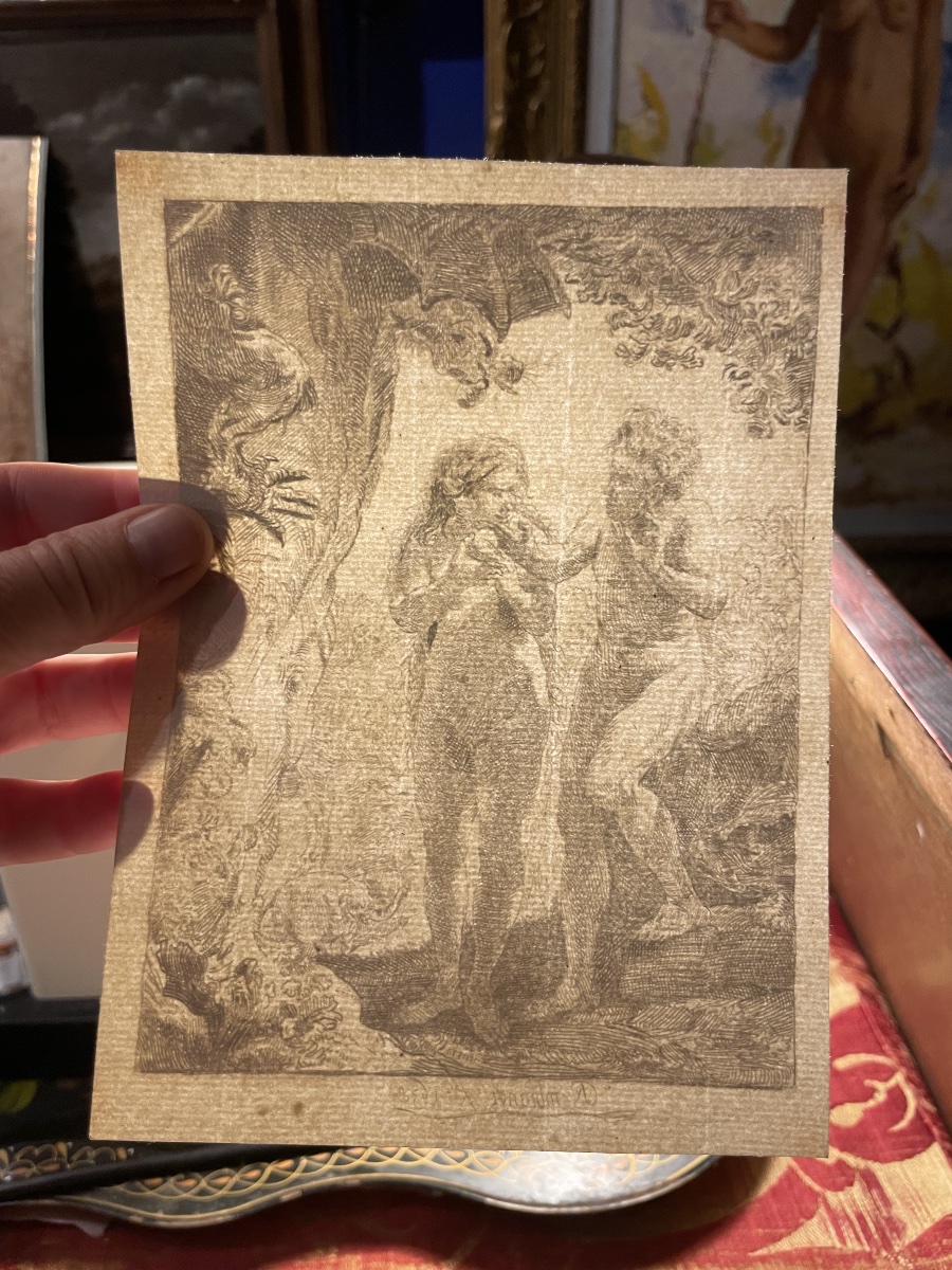 Rembrandt – Adam And Eve, Etching By Pierre-françois Basan, 18th Century-photo-6