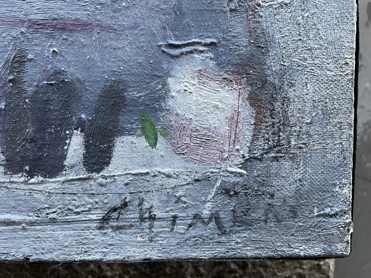 Francine Chimène, Signes dans le gris, femme peintre française, Chatou, vers 1980-photo-3