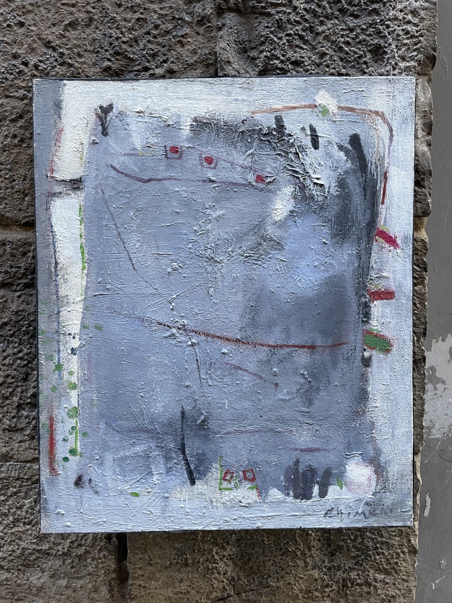 Francine Chimène, Signes dans le gris, femme peintre française, Chatou, vers 1980-photo-5