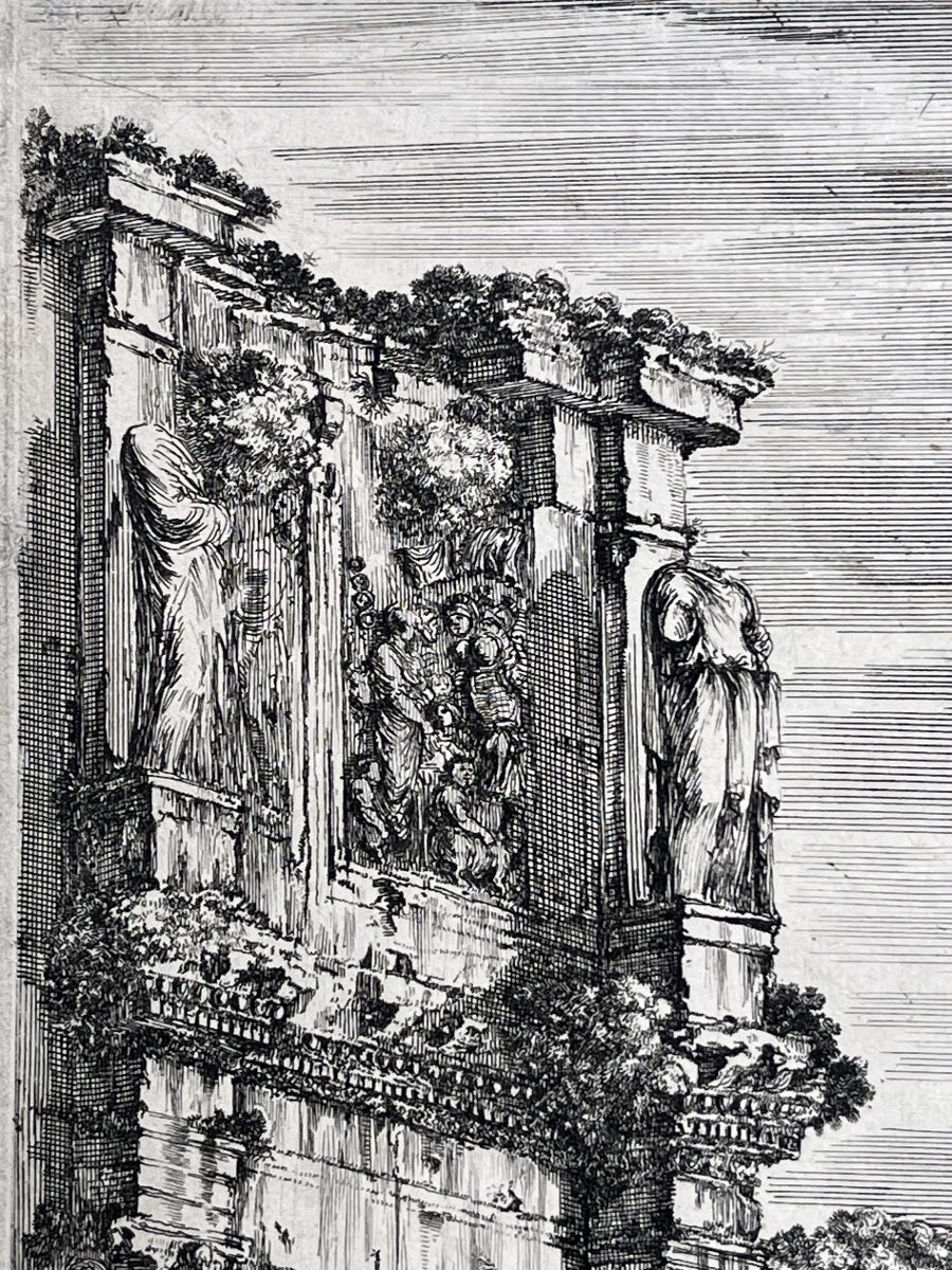 Stefano della Bella, Arc de Constantin et Colisée, eau-forte XVIIe siècle, filigrane Colbert -photo-3