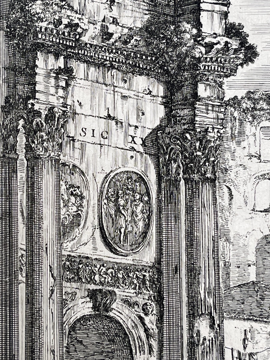 Stefano della Bella, Arc de Constantin et Colisée, eau-forte XVIIe siècle, filigrane Colbert -photo-4