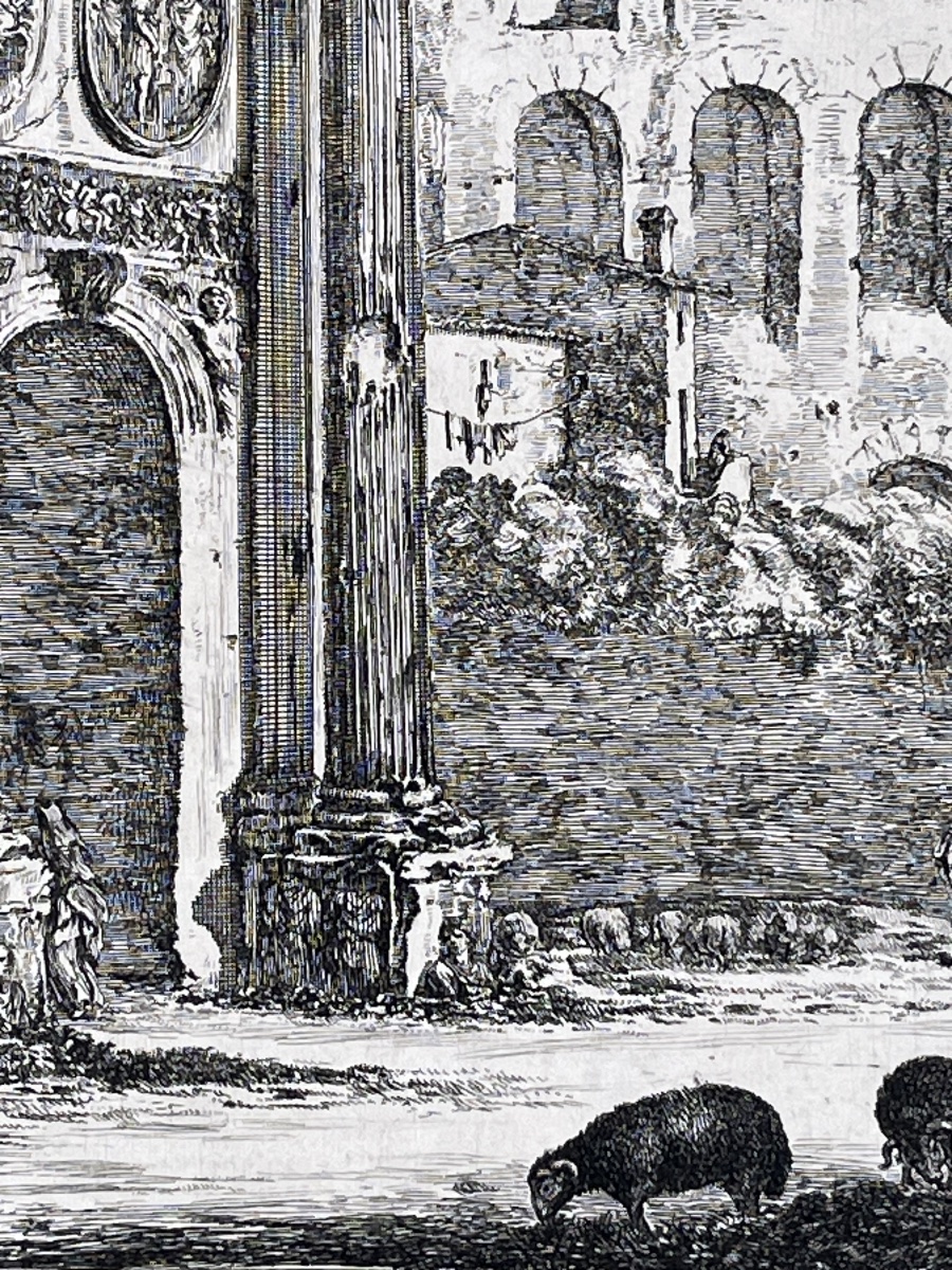Stefano della Bella, Arc de Constantin et Colisée, eau-forte XVIIe siècle, filigrane Colbert -photo-1