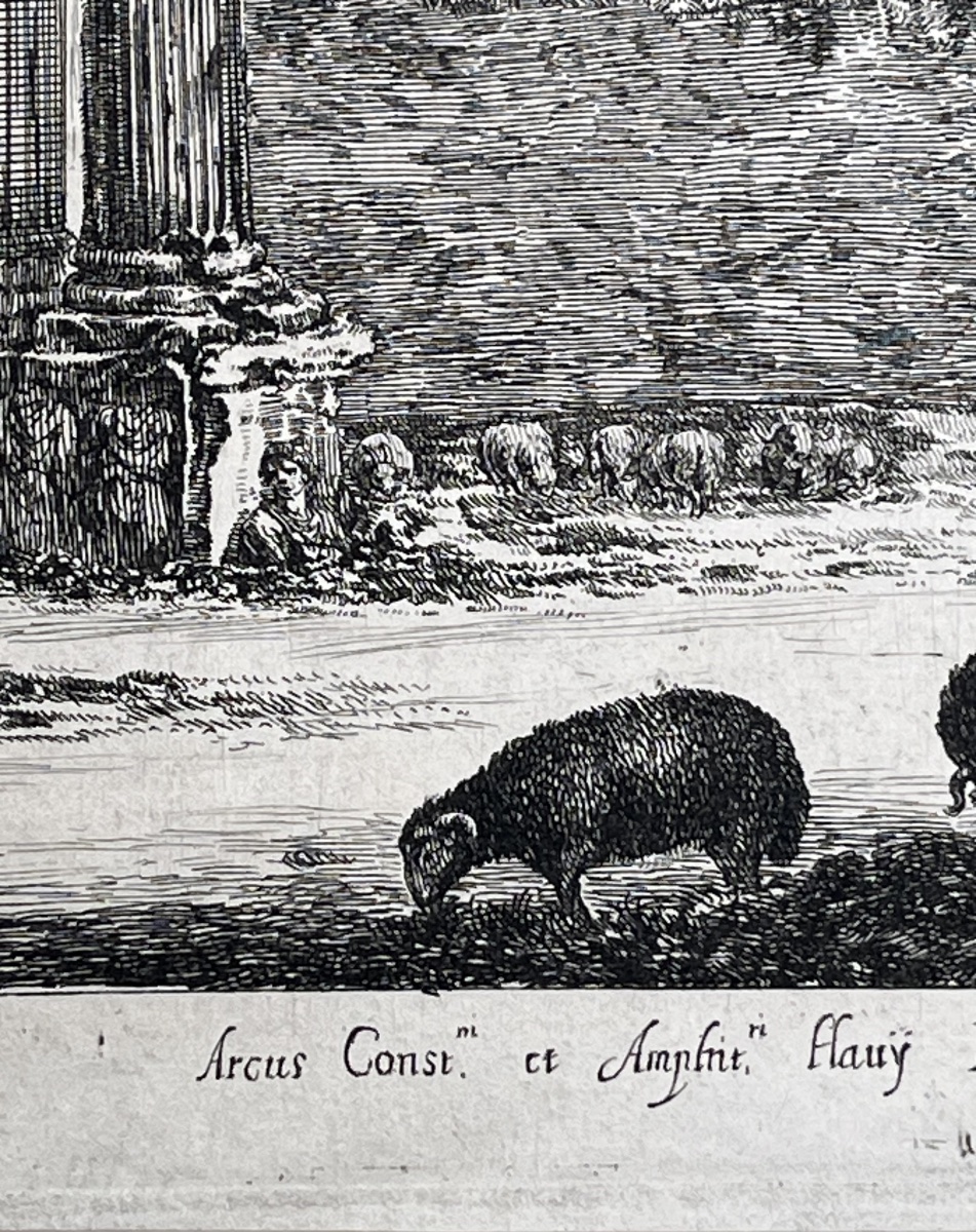Stefano della Bella, Arc de Constantin et Colisée, eau-forte XVIIe siècle, filigrane Colbert -photo-2