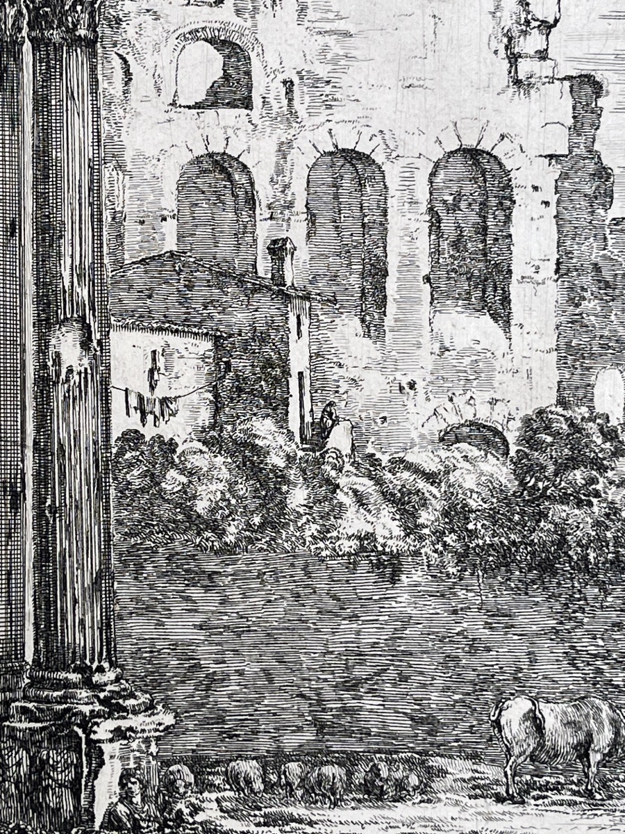 Stefano della Bella, Arc de Constantin et Colisée, eau-forte XVIIe siècle, filigrane Colbert -photo-3