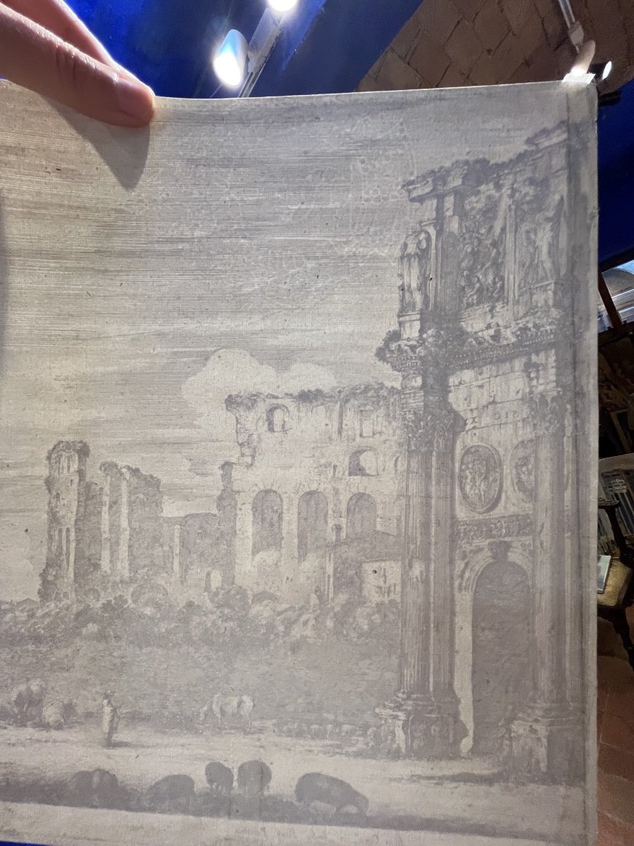 Stefano della Bella, Arc de Constantin et Colisée, eau-forte XVIIe siècle, filigrane Colbert -photo-7