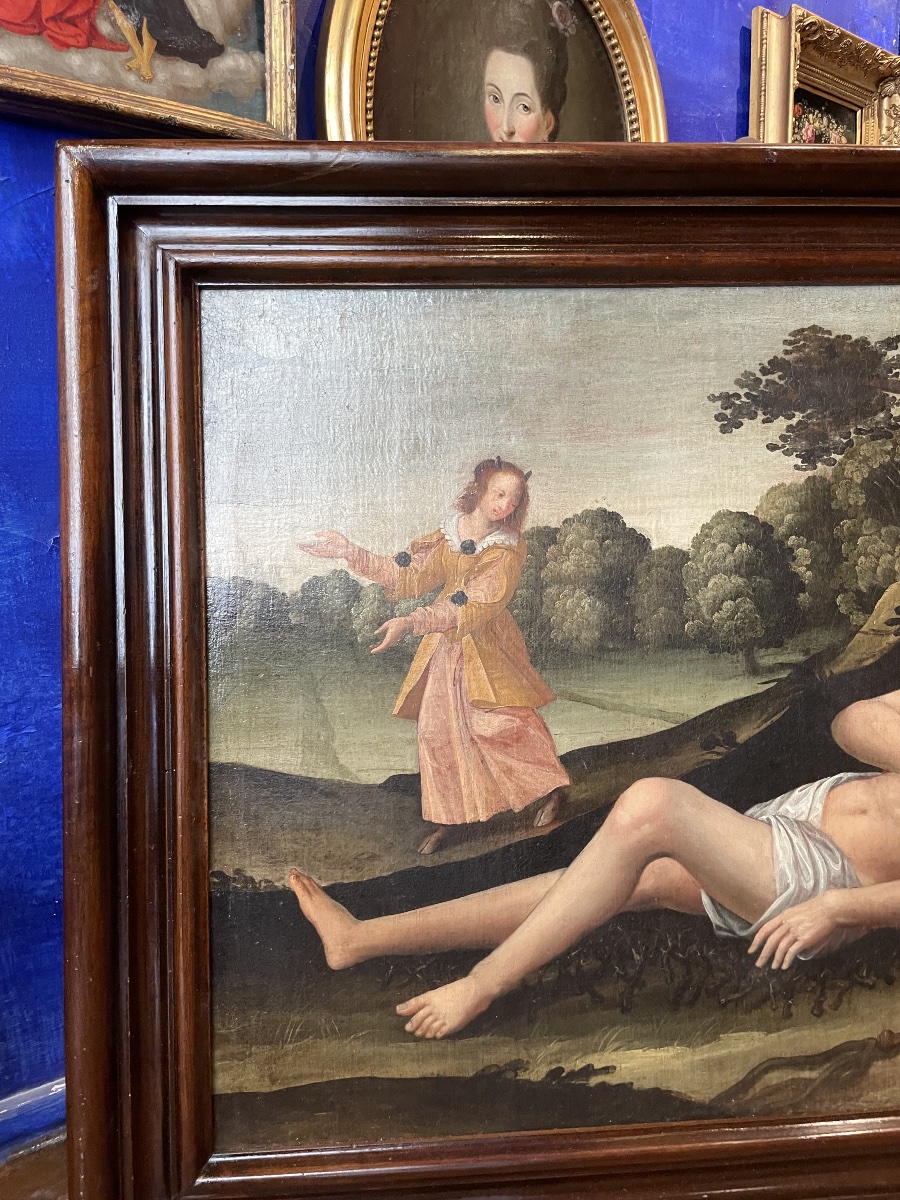 Tentation de saint Benoît avec démon sous l’apparence d’une dame, franco-flamand, XVIIe siècle -photo-6