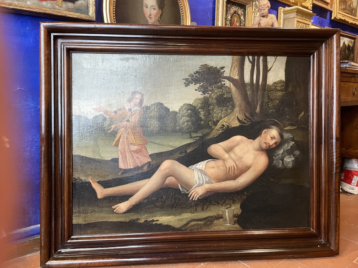 Tentation de saint Benoît avec démon sous l’apparence d’une dame, franco-flamand, XVIIe siècle -photo-7