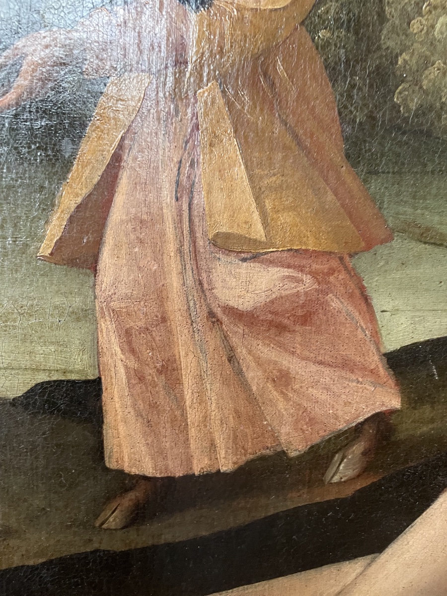 Tentation de saint Benoît avec démon sous l’apparence d’une dame, franco-flamand, XVIIe siècle -photo-1