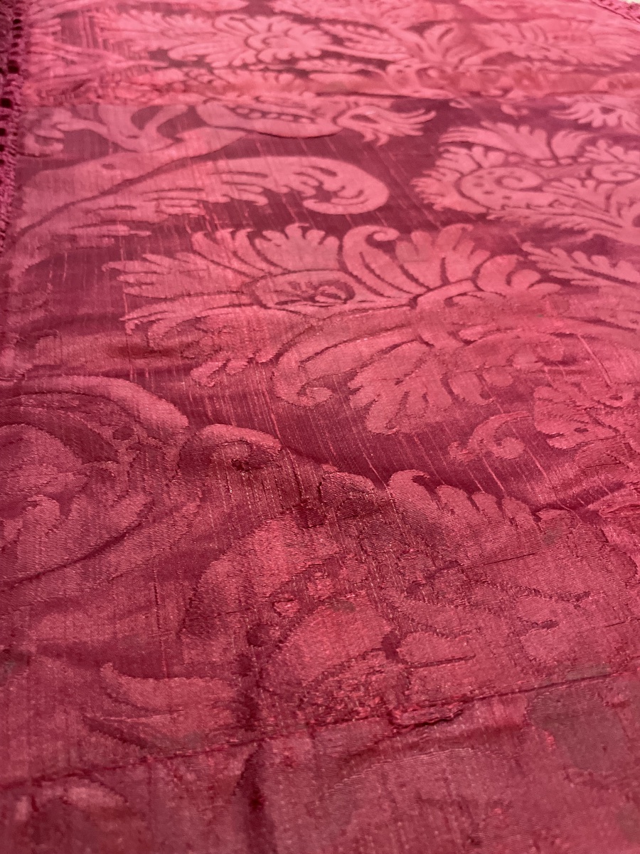 Silk Damask Strip With Vases, Pomegranates And Carnations, Italy, 17th Century  -photo-4
