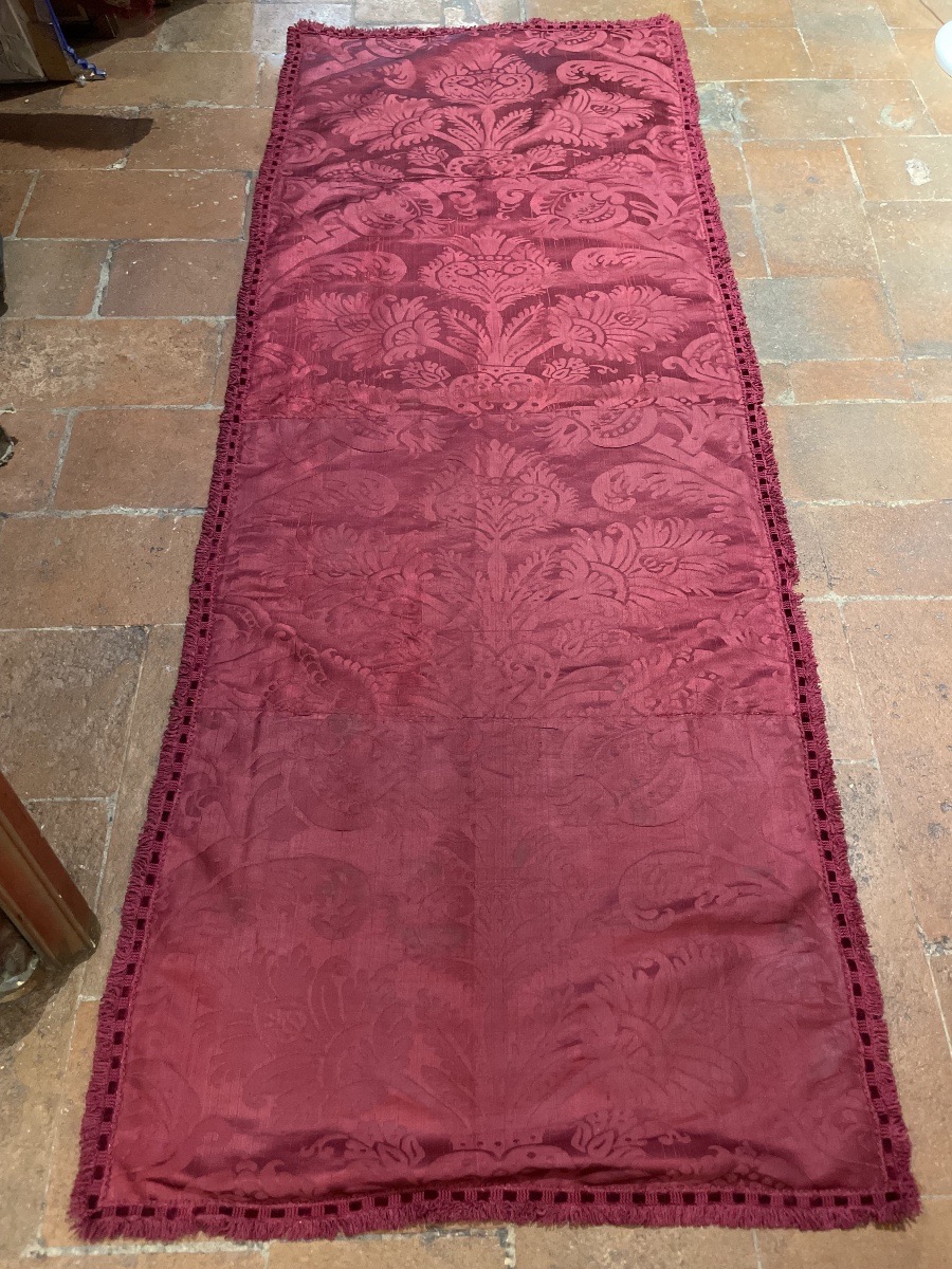 Silk Damask Strip With Vases, Pomegranates And Carnations, Italy, 17th Century  -photo-3
