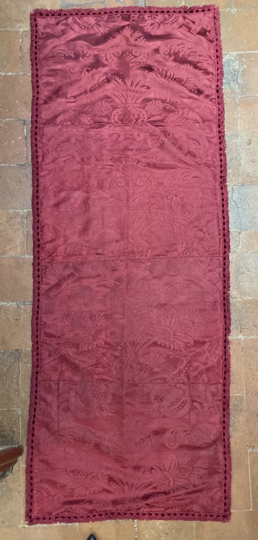 Silk Damask Strip With Vases, Pomegranates And Carnations, Italy, 17th Century  -photo-5