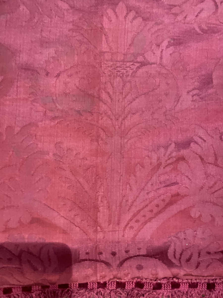 Silk Damask Strip With Vases, Pomegranates And Carnations, Italy, 17th Century  -photo-6