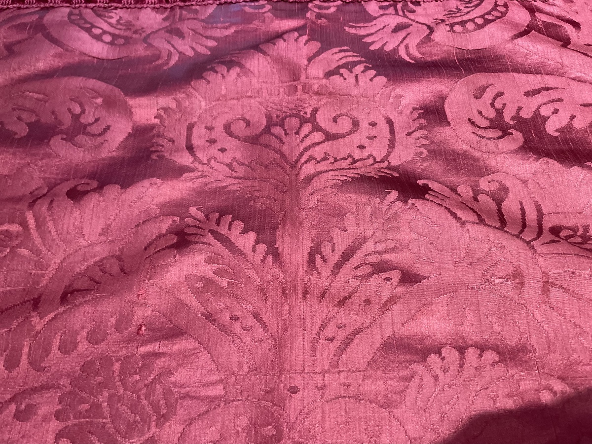 Silk Damask Strip With Vases, Pomegranates And Carnations, Italy, 17th Century  -photo-7
