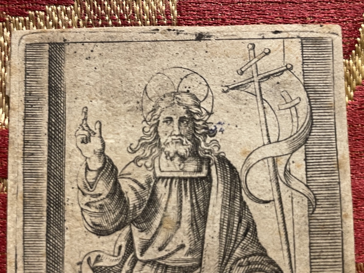 Marcantonio Raimondi, Salvator Mundi, gravure au burin, collection Böhm XVIe siècle -photo-2
