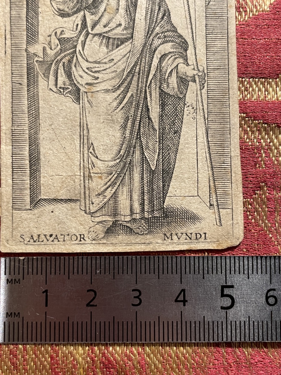 Marcantonio Raimondi, Salvator Mundi, gravure au burin, collection Böhm XVIe siècle -photo-3