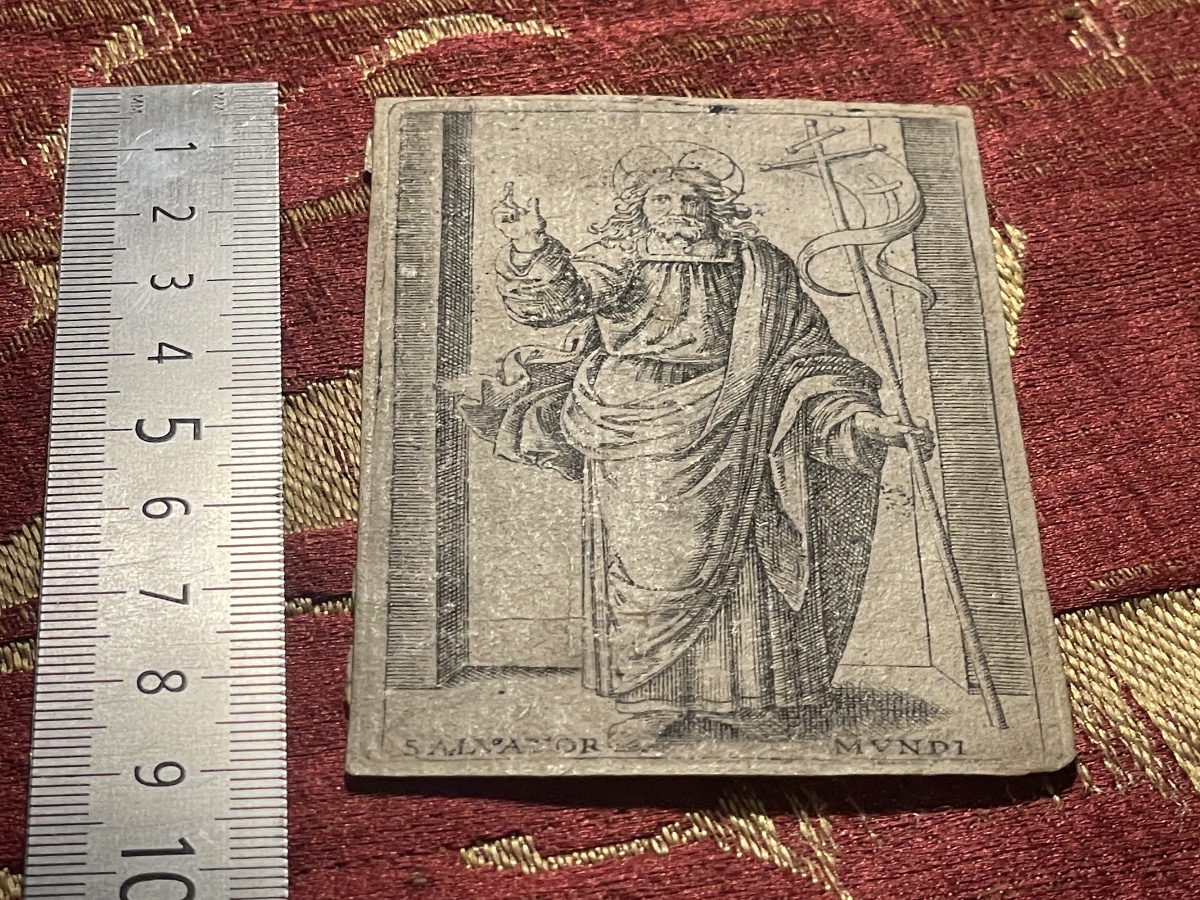 Marcantonio Raimondi, Salvator Mundi, gravure au burin, collection Böhm XVIe siècle -photo-4