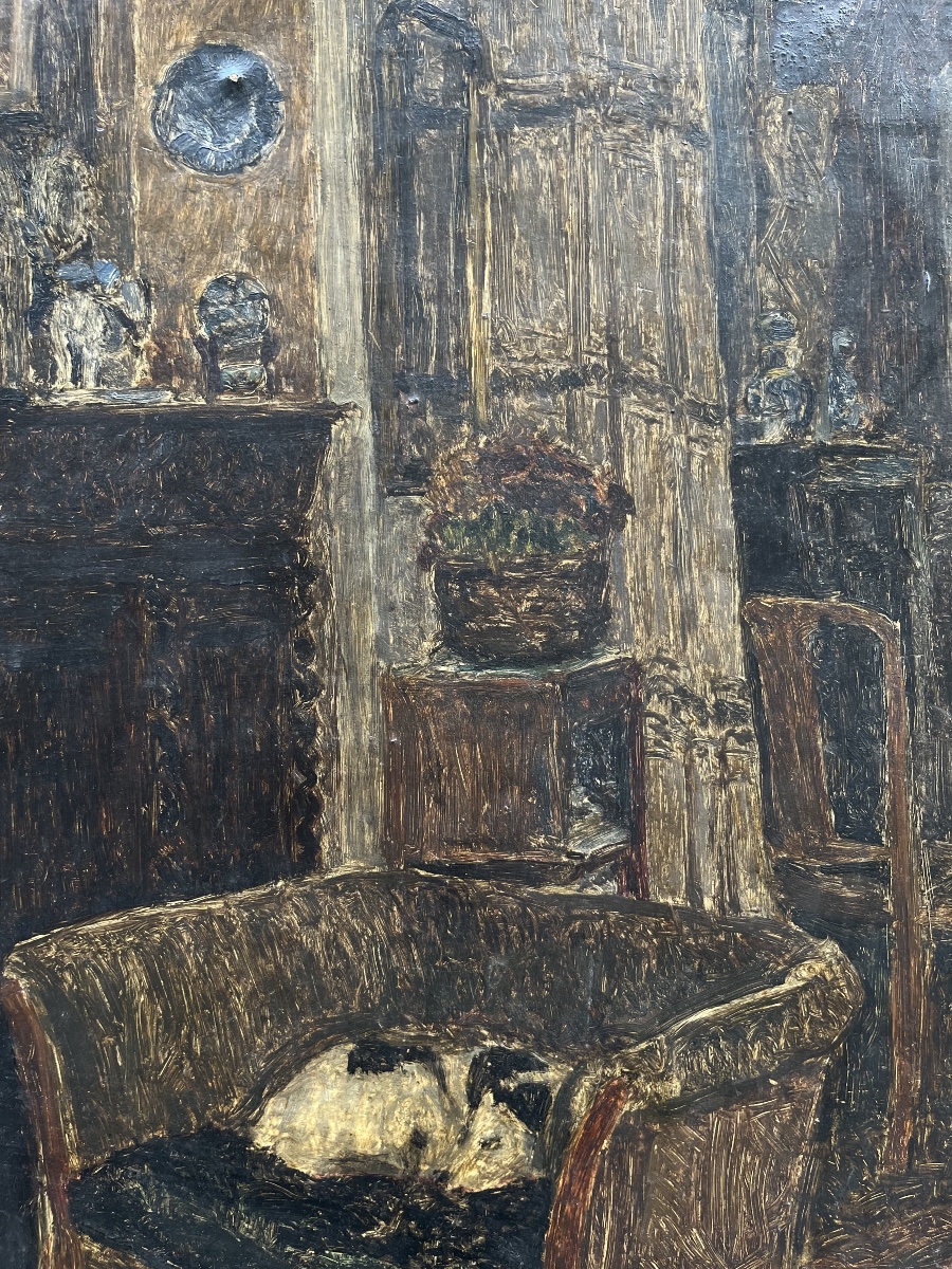 Intérieur à Auderghem, Henri Le Roux, signé et daté 1936.-photo-4