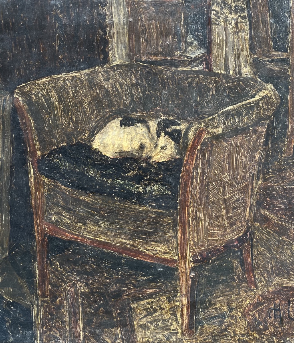 Intérieur à Auderghem, Henri Le Roux, signé et daté 1936.-photo-1