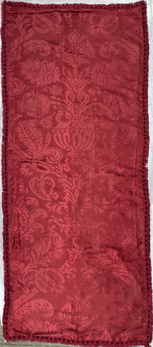 Silk Damask With Vases, Pomegranates, And Carnations, Italy, 17th Century, 148 × 63 Cm  