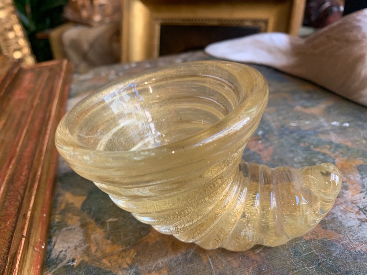 Verre De Murano Avec Feuille d'Or.  Barovier.  Milieu Du 20e Siècle  Venise. -photo-2