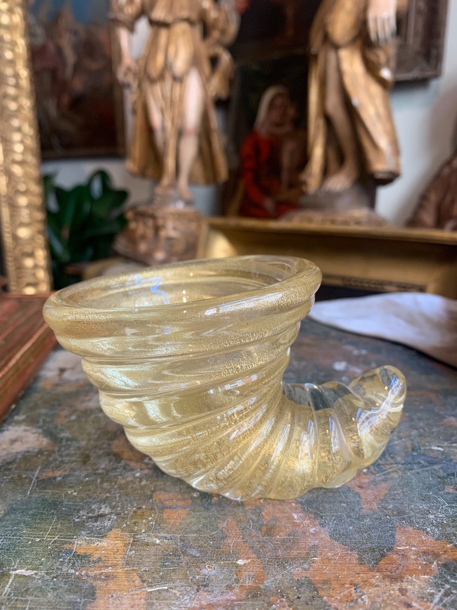 Verre De Murano Avec Feuille d'Or.  Barovier.  Milieu Du 20e Siècle  Venise. -photo-4